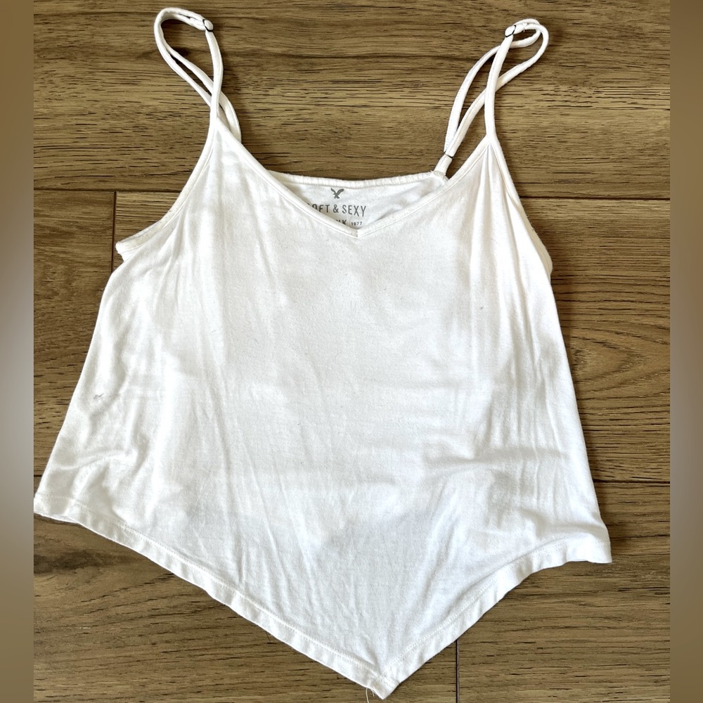 White slightly crop tank top from American Eagle